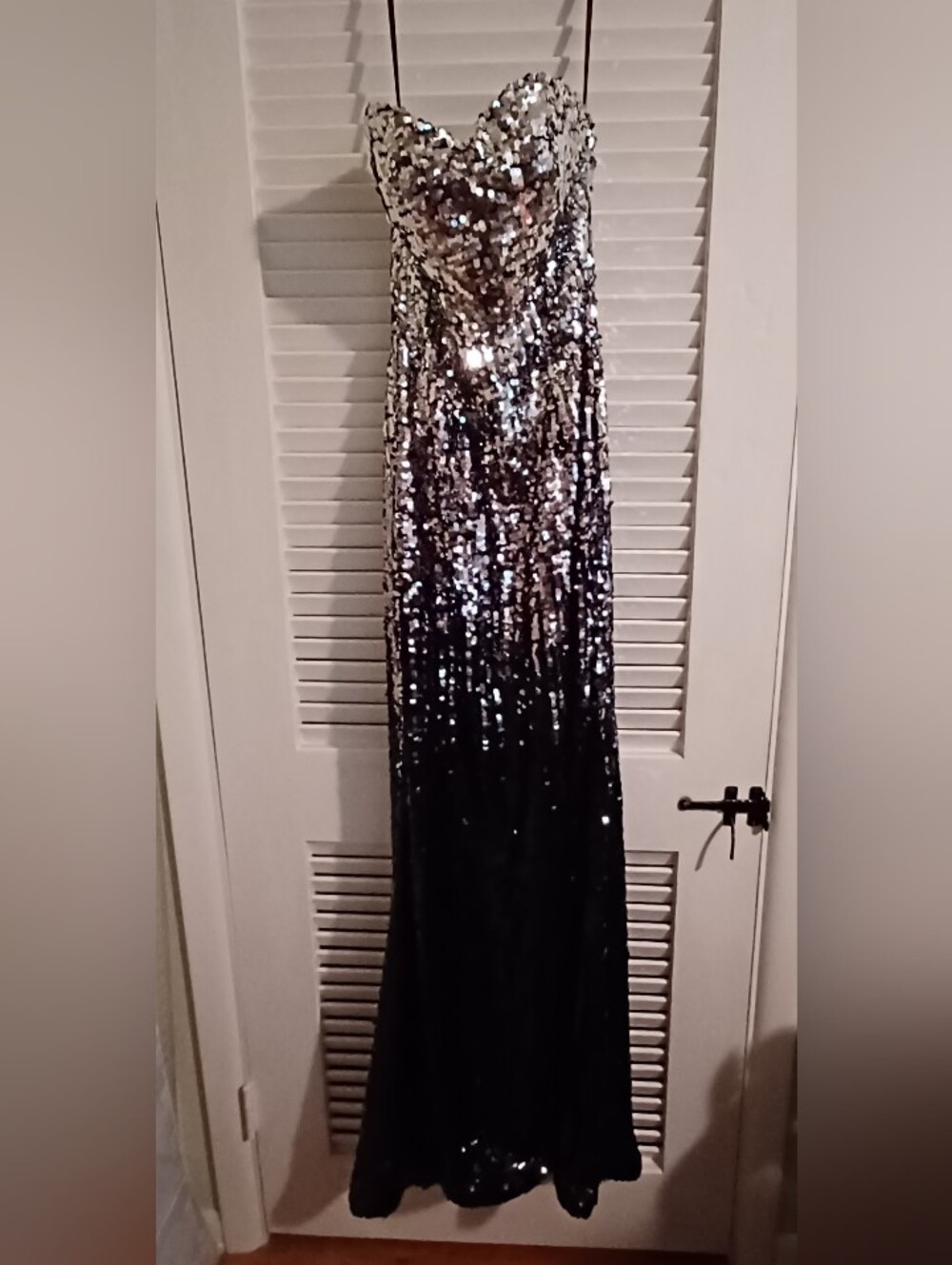 Night Moves Black Satin Evening Dress